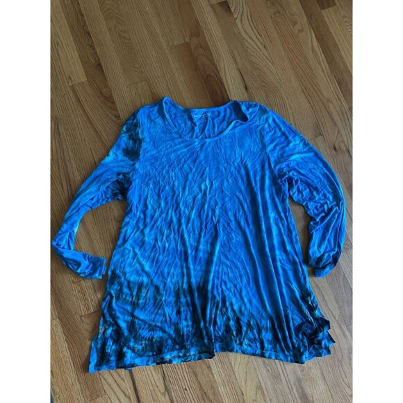 Soft Surroundings Blue Tie-Dye Jersey  Long Sleeve Tunic Top 1X  X Large - Picture 2 of 5